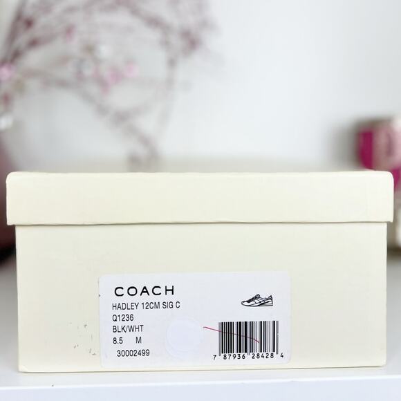 Coach Hadley Monogram Signature Jacquard Suede Sneakers Black White Size 8.5 M - Picture 15 of 16